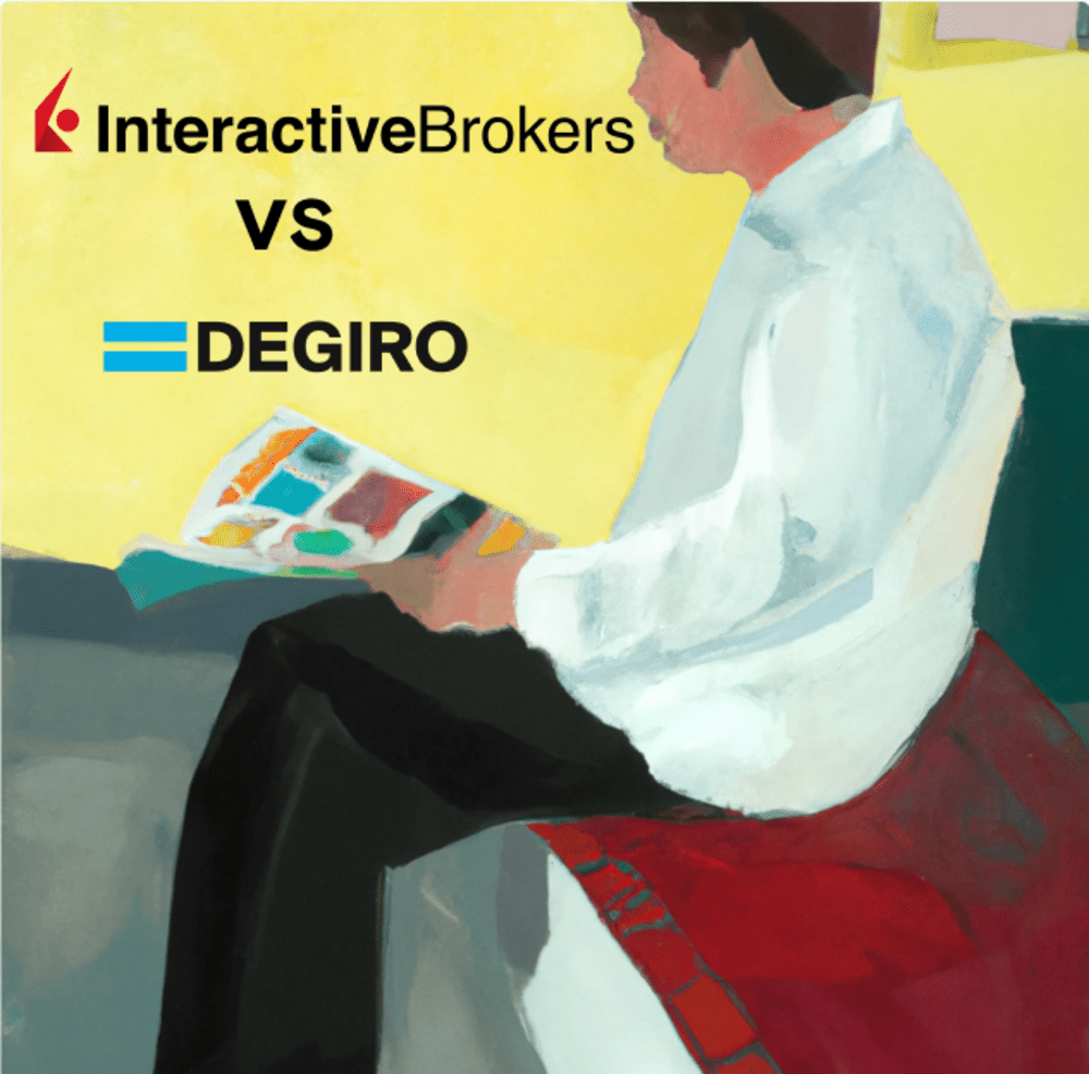 Person sitting down reviewing Interactive Brokers and DEGIRO
