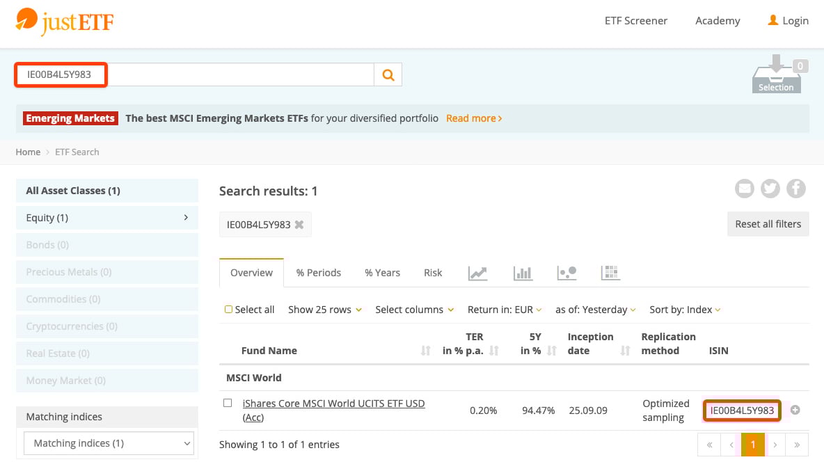 Checking if an ISIN is an ETF on justETF.com