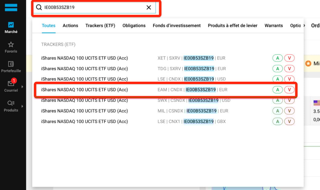 Purchase of a Nasdaq-100 ETF share on DEGIRO