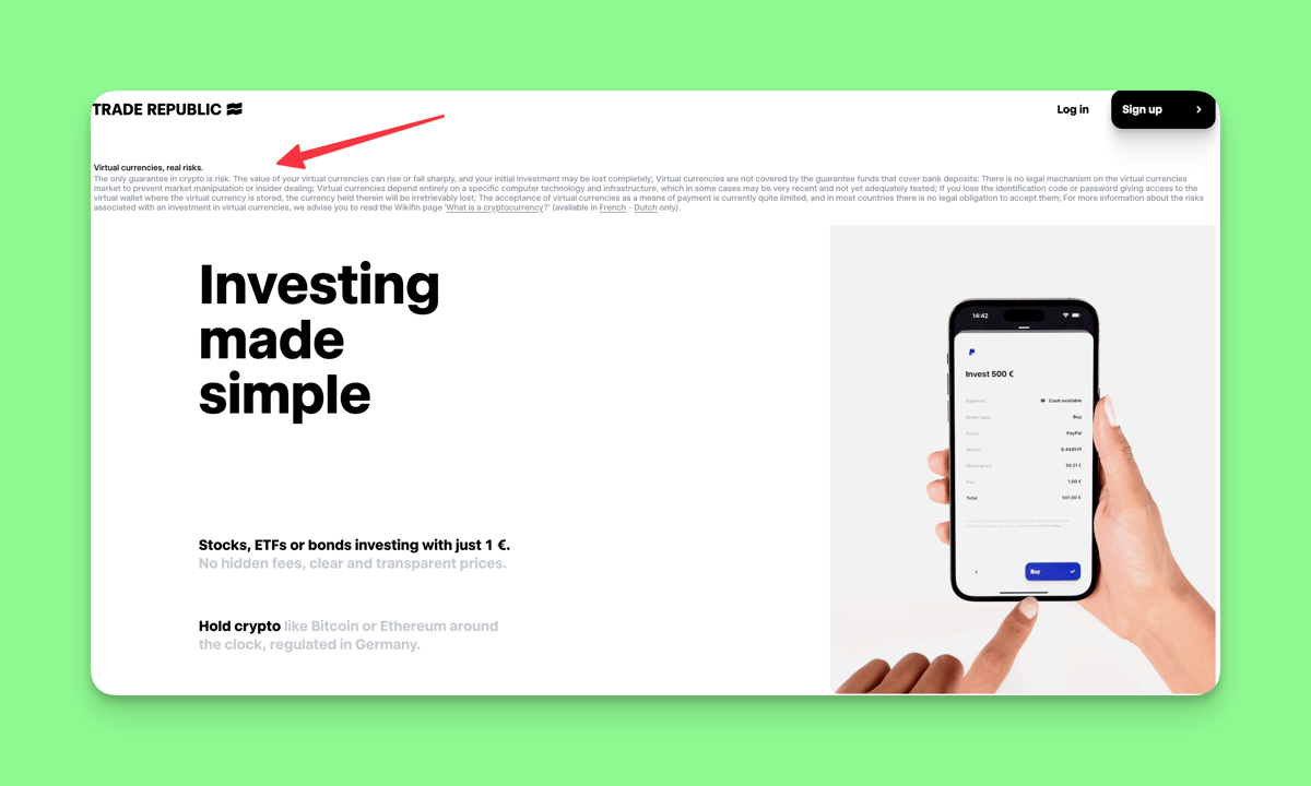 Website of Trade Republic