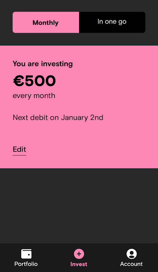 Automatically investing monthly through the Curvo app