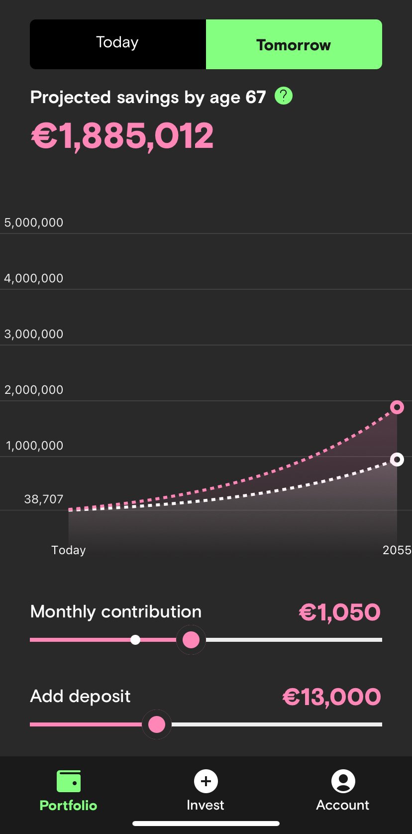 Project your savings through the Curvo app